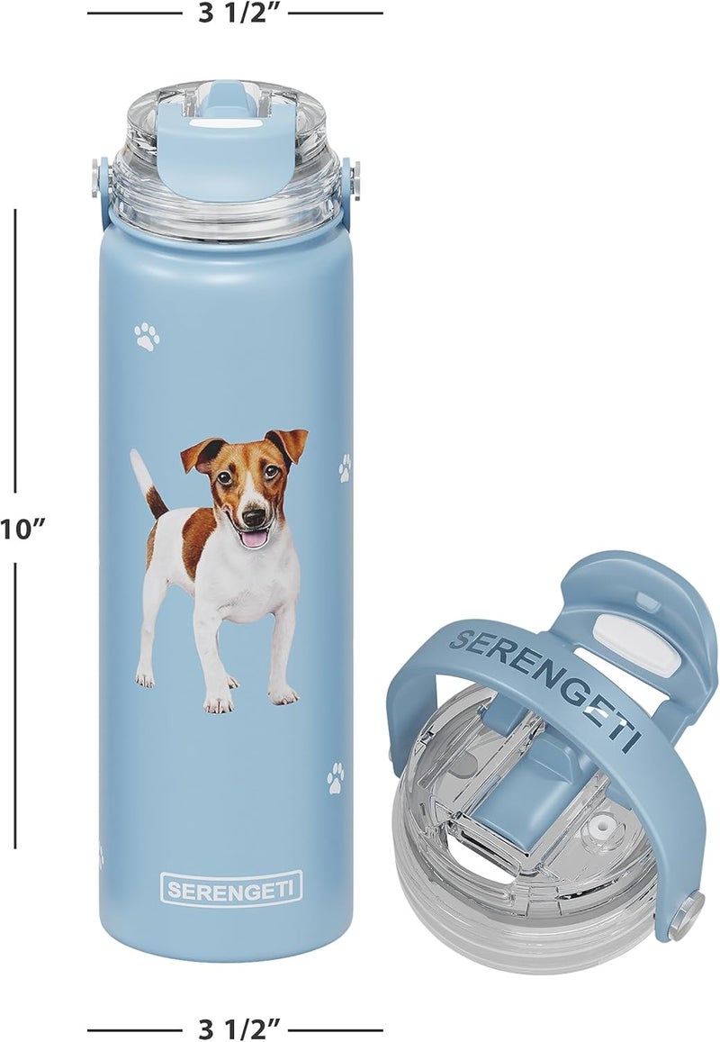 ES Pets SERENGETI 24 Oz Water Bottle Stainless Steel with Spill Proof Lid - Double walled Vacuum Insulated water flask - Realistic 3D Print of your favorite dog (Jack Russell Terrier) - Image 2